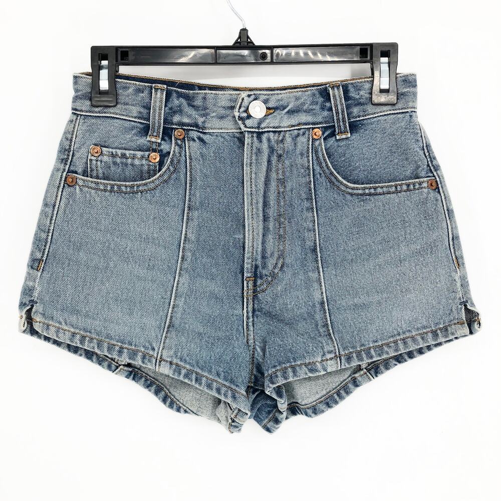 RE/DONE Women's Original Denim Short size 26 Light Blue Cotton Seamed Front NWT